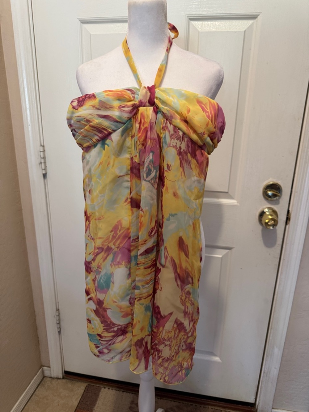 Strapless Halter Floral Dress